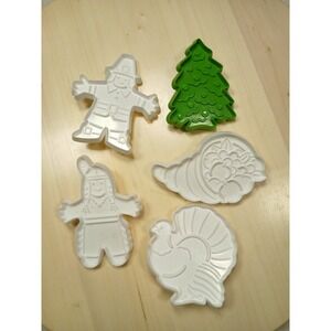 Vtg 5 Hutzler Lot Thanksgiving Fall Cookie Cutters Indian+ Christmas